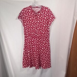 Boden Red Floral Flippy Jersey Dress Size 10